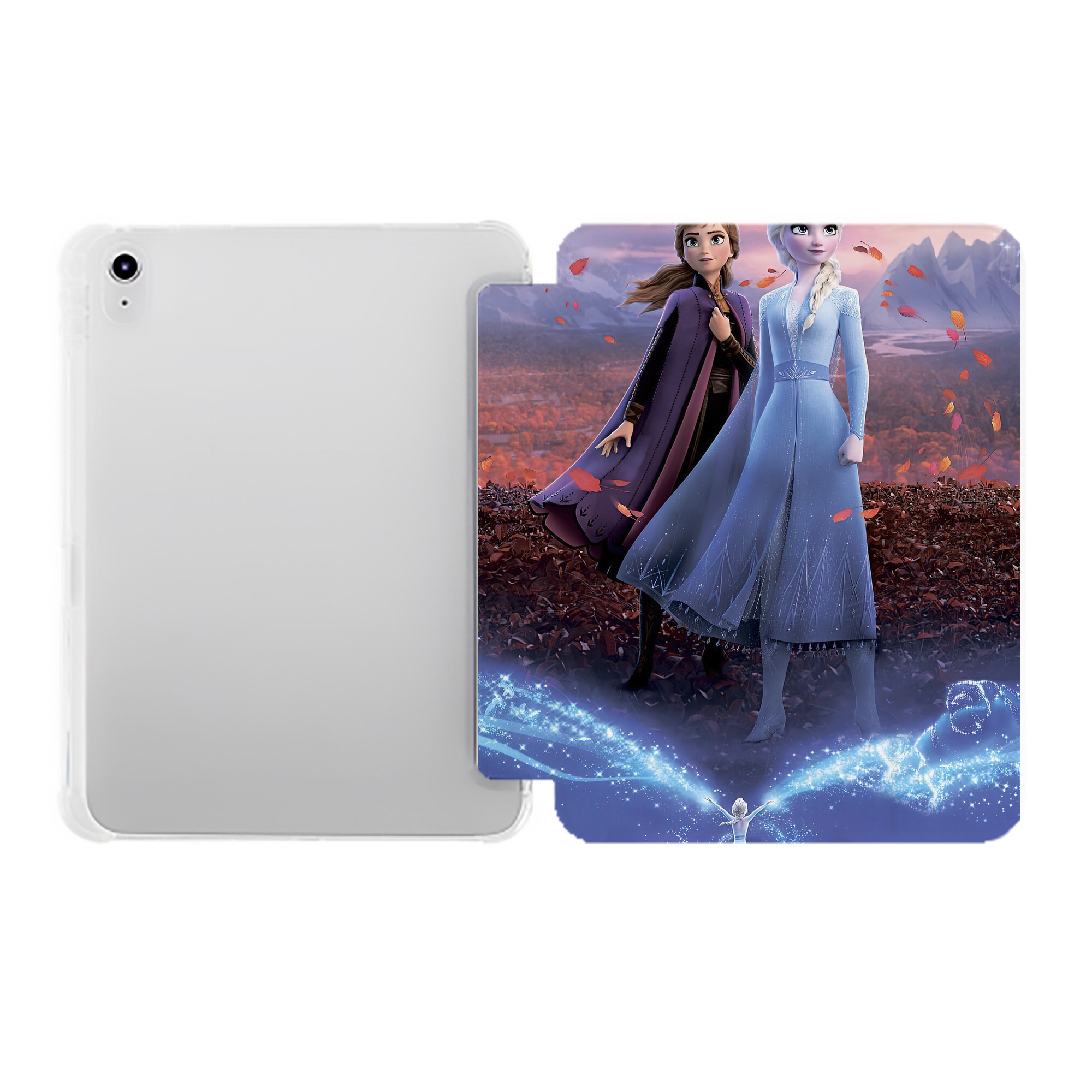（画像用） アナと雪の女王 アンナ エルサ Frozen Anna Elsa IPad ケース ペン収納付き 三つ折りスタンド PUレザー×シリコン 対応機種9.5/10.5/10.9インチ